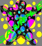 fatman_2, this imaginative and colorful drawing/poster shows a man with lots of fat in spot light