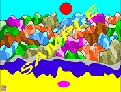  mountain_autumn, this imaginative and colorful drawing/poster shows the mountain in the day light
