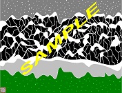 mountain_winter, this imaginative and colorful drawing/poster shows the mountain in the snow 
