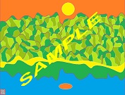  mountain_ summer, this imaginative and colorful drawing/poster shows the mountain in the spring 