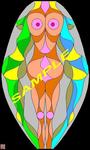 shape_1, this imaginative and colorful drawing/poster is about the shape of women carved onto a vase
