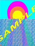 sunrise, this imaginative and colorful drawing/poster is about the rising sun